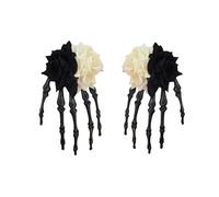INLANDSIS Fermagli per capelli a forma di mano di scheletro gotico di Halloween, con fiocco, accessori per capelli punk rock horror zombie, per feste in costume, graziosi, eleganti, fantasmi con rose