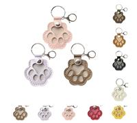 INLANDSIS Pet Paw Shaped Leather Keychain, 3 pezzi Memorial Gift Keyring for Cat/Dog Hair Storage, Handmade Keepsake with Photo, Set da 3, 1