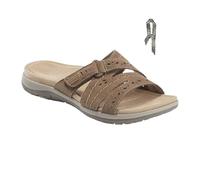 INLANDSIS Sandali estivi da donna in pelle PU, infradito eleganti, piatti, pantofole ortopediche, estive, casual, aperte, da spiaggia, marrone, 41 EU