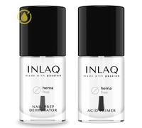 INLAQ® HEMA Free Nail Prep Dehydrator + Acid Primer | Set completo di top e base per vernici ibride 2x7ml