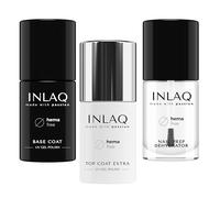 INLAQ® HEMA Free Top Coat Extra + Base Coat + Nail Prep Dehydrator | 7ml Nail Prep, 6ml Top Coat e 6ml Base Coat Set, Set completo per Top e Base per Unghie Ibride