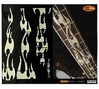 Inlay Sticker - Pennarelli per basso, motivo: fiamme di fuoco, colore: Bianco perla