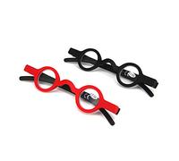 Inlefen Mini occhiali da lettura 2 pack Cerniere a molla Retro occhiali da lettura rotondi Rosso nero 150