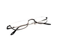 Inlefen Occhiali da lettura Half Moon Mezza montatura unisex Montature in metallo con cerniera a molla (Gunmetal/+2.5)