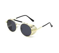 Inlefen Unisex Retro Rotondo Occhiali da sole Annata Struttura metallica Occhiali da sole UV400 Protezione per le donne Uomini