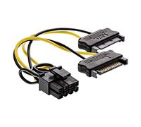 InLine 0.15m 2x SATA plug - 8pin PCI-Express Interno 0.15m SATA 2 x 15-pin PCI-E (8-pin) Nero, Giallo