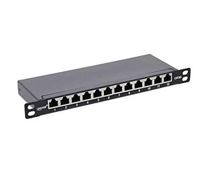 InLine® 10" Patch feld, Cat.6A, 0,5U, 12 scomparti, nero, RAL9005