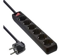InLine 16465T - Ciabatta elettrica a 6 prese, con interruttore, 5 m, colore: Ner