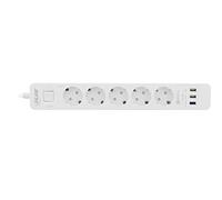 InLine Multipresa 5 prese Shucko, Interruttore di Protezione, 3x USB, cavo 1,5m
