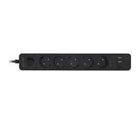 InLine 16491U - Ciabatta elettrica a 5 Prese, Protezione da sovratensioni e USB QuickCharge con Interruttore, 1,5 m, Colore: Nero
