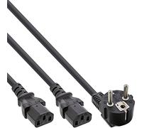 InLine Cavo a Y 16657E – 1 spina Schuko 90° con 2 prese C13, 3 m, nero