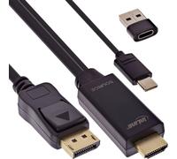 InLine Cavo convertitore da HDMI a DisplayPort, cavo adattatore attivo con alimentazione USB, UHD 4K 60Hz, per monitor e notebook, 2 m, 17162I