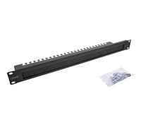 Inline 19111N - Piastra passacavo da 19 pollici, con spazzola e barra dei cavi, 1U, RAL 9005 nero, per armadio di rete e server, gestione dei cavi professionale