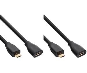 InLine 19403 Cavo Micro USB 2.0, Nero (Confezione da 2)