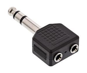 InLine 19919 Adattatore Audio, Spina Jack 6.3 mm a 2 x Presa Jack 3.5 mm, Stereo, Sdoppiatore, Nero