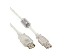 InLine 20031 Cavo USB 2.0, Prolunga, Type A, Maschio/Femmina, con Ferrite, 1M Trasparente