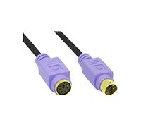 InLine 20119 Cavo Ps/2, 6PIN Mini-Din Maschio a 6PIN Mini-Din Femmina, 2M, Connettore Mouse PC99, PIN Dorati Viola
