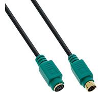 InLine 20120 Cavo Ps/2, 6PIN Mini-Din Maschio a 6PIN Mini-Din Femmina, 3M, Connettore Mouse PC99, PIN Dorati Verde