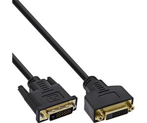 InLine 20199 Cavo DVI-D 24+1 Maschio a DVI-D 24+1 Femmina, PIN Dorati, Dual Link, 2M - Nero