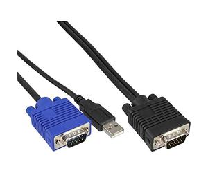 InLine 20213 Set Cavi Switch KVN 19, Connettore di Sistema 15Pin HD e PC, USB e VGA, 3 m, Nero