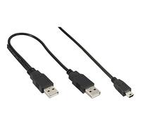 InLine 20297 Cavo Mini USB 2.0, Sdoppiatore Y, 2X Type-A Maschio a Type Mini-B Maschio, 5Pol, 1.5 m, Nero