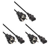 InLine 20587 Cavo Alimentazione, Spina Schuko CEE-7/7 a Presa IEC-320-C13, 1.5 m, Nero (Confezione da 3)