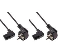 InLine 20707 Cavo Alimentazione, Spina Schuko CEE-7/7 90° a Presa IEC-320-C13 90° a Destra, 1 m, Nero (Confezione da 2)