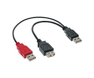 InLine 20723 Cavo USB 2.0, Sdoppiatore Y, 2X Type-A Maschio/Femmina, 0.2 m, Nero