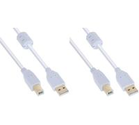 InLine 21266 Cavo USB 2.0, Type a Maschio a Type B Maschio,/PIN Dorati, con Ferrite, 0.5M Bianco (Confezione da 2)