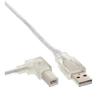 InLine 21298 Cavo USB 2.0, Type a Maschio a Type B Maschio Angolato Sinistra, 0.5M Trasparente