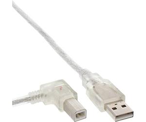 InLine 21300 Cavo USB 2.0, Type a Maschio a Type B Maschio Angolato Sinistra, 3M Trasparente