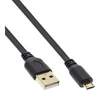 InLine 21456 Cavo Micro USB 2.0, Piatto, Type-A Maschio a Type Micro-B Maschio, 2 m, Nero