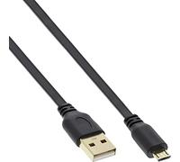 InLine 21457 Cavo Micro USB 2.0, Piatto, Type-A Maschio a Type Micro-B Maschio, 3 m, Nero
