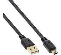 InLine 21460 Cavo USB 2.0, Piatto, Type-A Maschio a Type Mini-B Maschio, 5Pol, 1 m, Nero