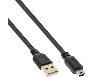 InLine 21464 Cavo USB 2.0, Piatto, Type-A Maschio a Type Mini-B Maschio, 5Pol, 3 m, Nero