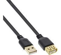 InLine® Cavo USB 2.0 A maschio / A femmina, Piatto, prolunga, dorato, nero, 2m