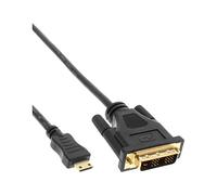 InLine 22080 Cavo HDMI Mini C Maschio a DVI 18+1 Maschio, 2M, Contatti Dorati Nero