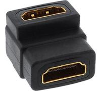 InLine 22125 Adattatore HDMI Femmina a HDMI Femmina, Contatti Dorati, Angolato 90°, Nero
