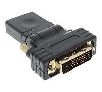 InLine 22134 Adattatore HDMI Femmina a DVI-D 24+1 Maschio, Contatti Dorati, Orientabile 180°, Nero