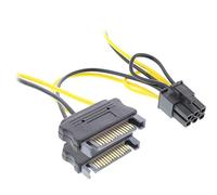 InLine 22278 Cavo Alimentazione Interna da 6 Pin PCIe Femmina a 2X SATA 15 Pin Maschio, 0.15 m, Nero