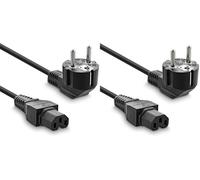 InLine 22345 Cavo Alimentazione, Spina Schuko CEE-7/7 90° a Presa IEC-320-C15, 1 M, Nero (Confezione da 2)