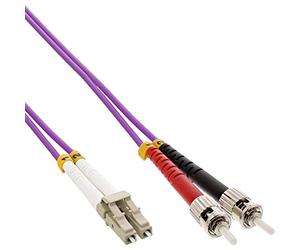 InLine 22399 Cavo Bretella Fibra Ottica Duplex, LC/ST, 50/125µm, OM4, 0.5M Nero