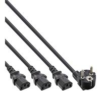 InLine 22499 Cavo Alimentazione Sdoppiato, Y-Form, Spina Schuko CEE-7/7 a 3X Presa IEC-320-C13, 1.8 m, Nero