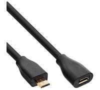 Inline 22520 Cavo Micro USB 2.0, Prolunga, Type Micro-B Maschio/Femmina, Pin Dorati, 1.5 m, Nero