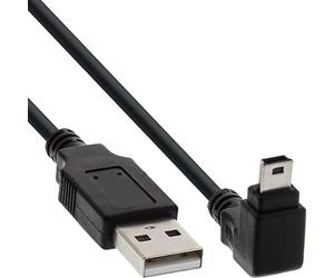 InLine 23347 Cavo Mini USB 2.0, Type-A Maschio a Type Mini-B Maschio, 5Pol, angolato V/Basso 90°, 0.5 m, Nero