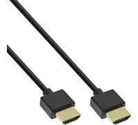 InLine 23658 Cavo HDMI 2.0, Super Slim A/A, 0.5M, UHD, 4K2K, Arc, Heac, 4K3D, Dorato, Maschio/Maschio HDMI-High Speed Ethernet Nero