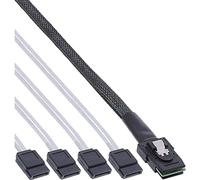 InLine 27610 0,75 m Serial Attached SCSI (SAS) Cable - Serial Attached SCSI (SAS) Cavi (Mini SAS SFF8087, 4 x SATA, Male/Male, Red, 0,75 m)