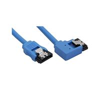 InLine 27705L - Cavo di collegamento SATA 6 Gb/s, rotondo, angolato a sinistra, blu, con linguetta, 0,5 m