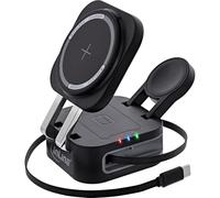 Inline 3 in 1 Wireless Charger, compatibile MagSafe, pieghevole, caricatore Qi per iPhone, Apple Watch, cuffie, USB-C, ricarica rapida 15 W, 33392T