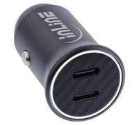 InLine 31502Y - Caricatore USB-C da auto, 33 W, 4,8 A, 2 x USB-C doppio, con luce a LED bianca, accendisigari, Power Delivery 3.0, per iPhone/Pro/mini, iPad Pro/Air/mini, Galaxy e altro ancora